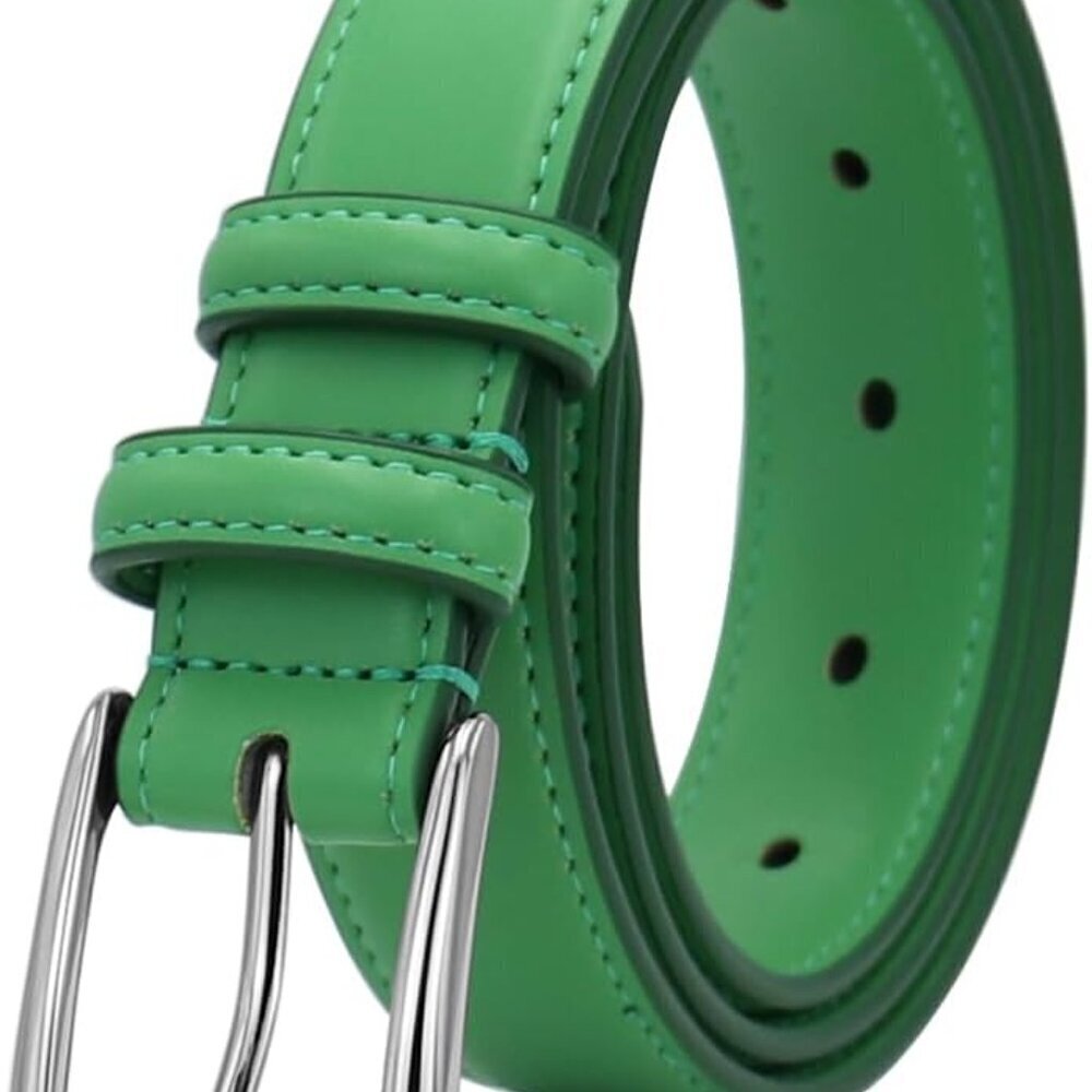 Women's Leather Belt Multicolored Waist Jeans Pants with Pin Buckle